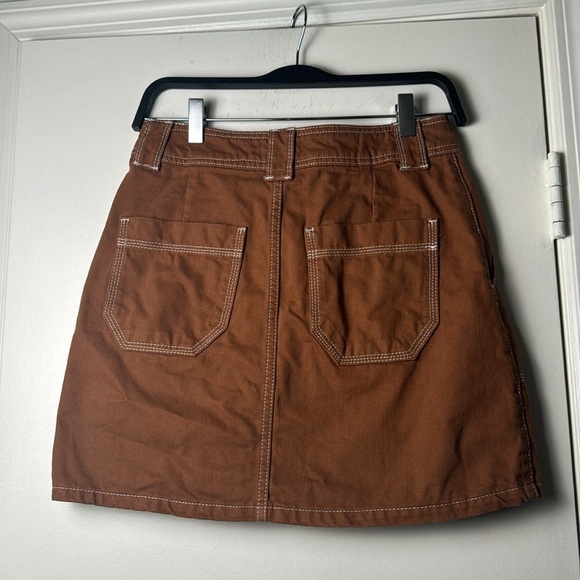 TopShop Toffee Brown Cargo Utility Stitched Cotton Mini Skirt Size 6 - Picture 4 of 8
